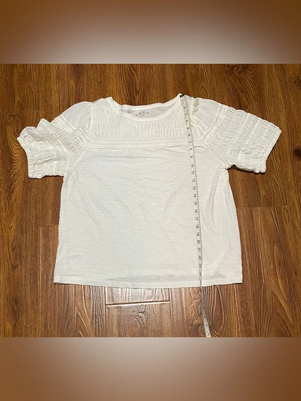 LOFT Lace Yoke Puff Sleeve Blouse Size XL